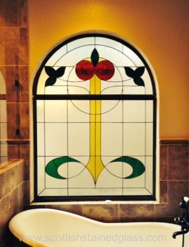 Bathroom Stained Glass large transom