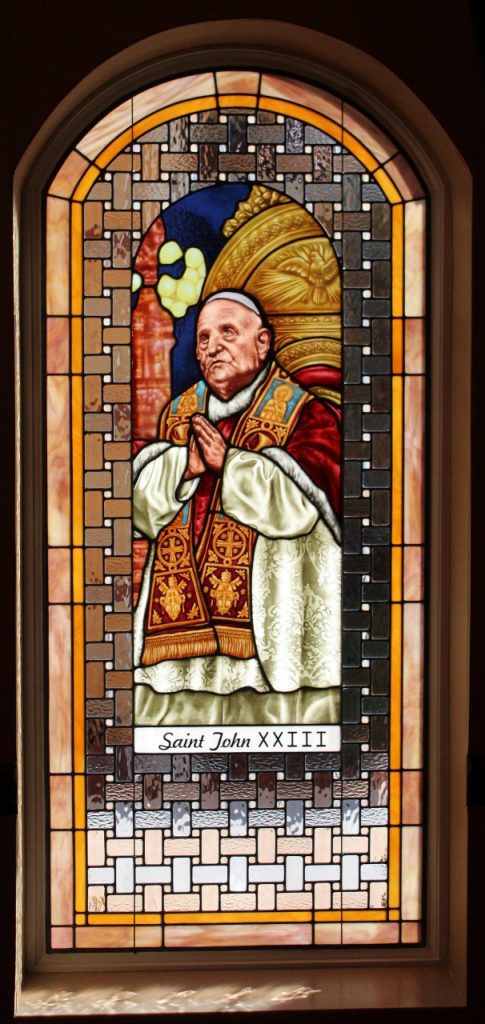 Church Stained Glass Large preying Pope