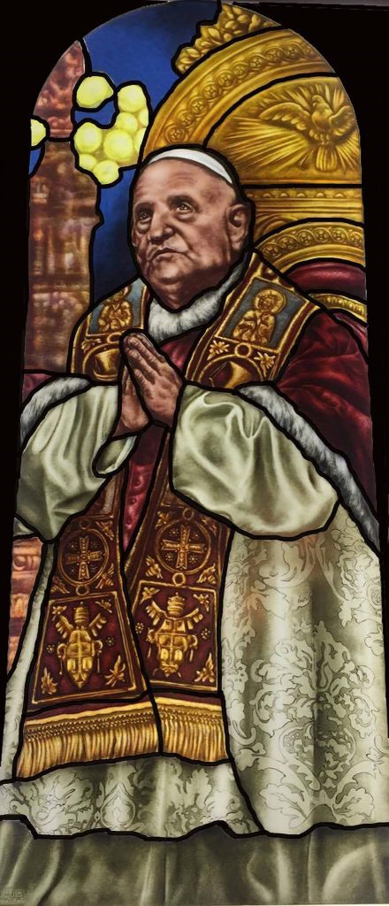 Church Stained Glass Praying Pope Church Stained Glass Praying Pope
