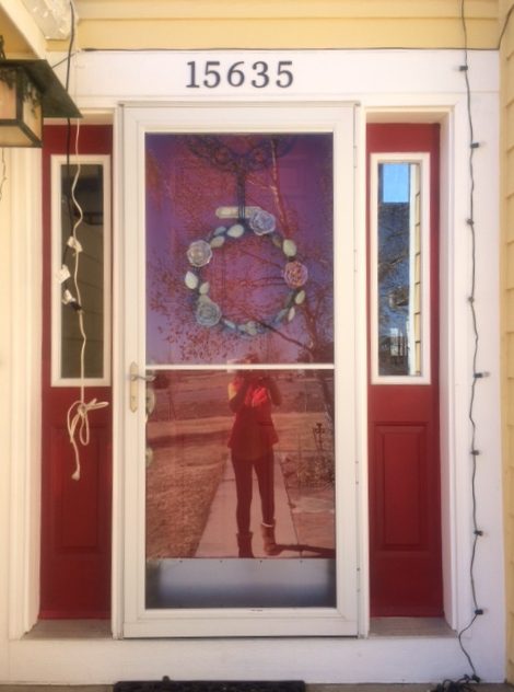 Entryway Stained Glass with Red sidelight